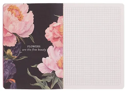 Тетрадь 40 листов в клетку "Blossom. Peonies on black", сшивка - фото 4