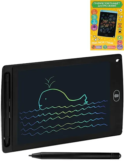 Графический планшет. Черный (8.5 дюймов, стилус, батарейка CR2025) - фото 1