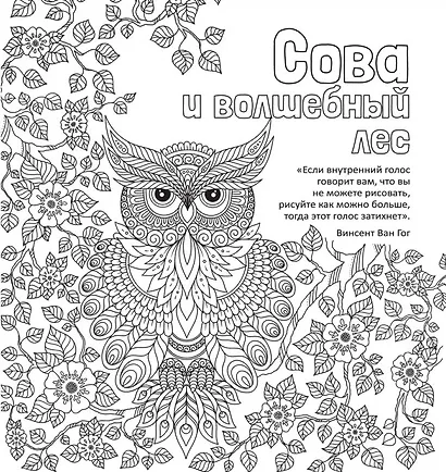 Антистресс-раскраска. Сова и волшебный лес - фото 2