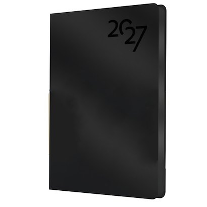 Ежедневник дат. 2027г. А6 176л "Soft Touch" черный, иск.кожа, интегр.переплет, тонир.блок, скругл.углы, ляссе, инд.уп - фото 1
