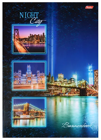 Книга для записей А4 120 листов клетка "Ночной город" - фото 1