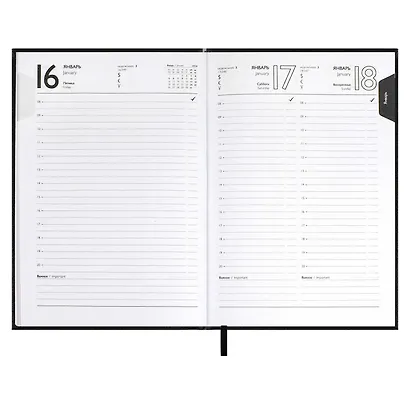 Ежедневник дат. 2026г. А5 176л "Наппа" черный, кожзам, тв.переплет, обл.поролон, блинт.тиснение, офсет, справ.мат-лы, ляссе, инд.уп - фото 13