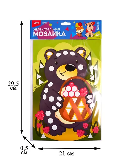 Набор для творчества LORI Увлекательная мозаика (набор большой) Мишка с лукошком Км-015 - фото 2
