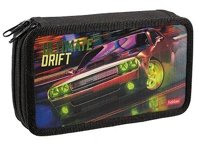 Пенал 2отд. "Дрифт" 19*11см, молния, глянц. ламин., таблица умножения, инд.уп. - фото 1