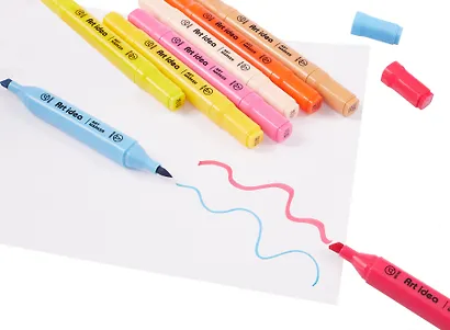 Маркеры для скетчинга 36 цветов, двусторонние кисть/скошенный наконечник, Art idea - фото 5