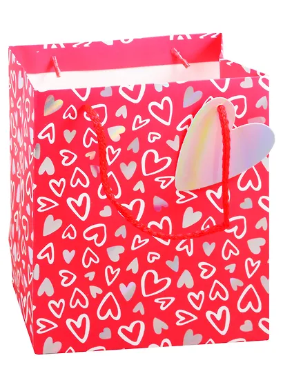 Пакет А5 23*18*10 Magic Hearts жен., бум.мат.ламинат, голография, ассорти - фото 1