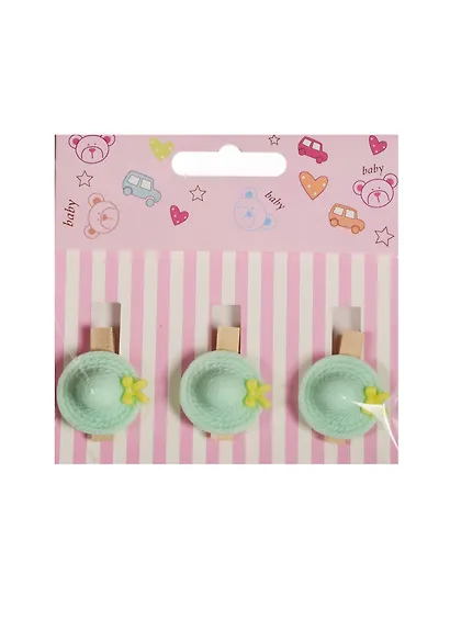 Набор прищепок декоративных, 3 шт, полистоун,шляпа мятная - фото 1