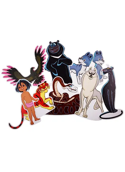 Комплект вырубных мини-плакатов. Герои сказки "Маугли" (8 видов) - фото 1