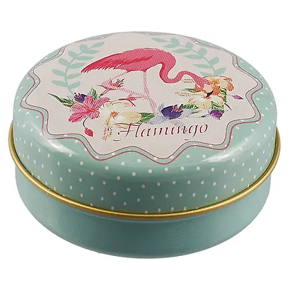 Шкатулка круглая Фламинго (металл) (6см) (12-09412-03087-14) - фото 1