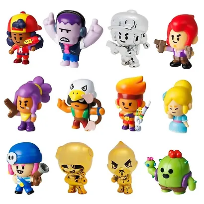 Набор коллекционных фигурок Brawl Stars, 12 шт., 3 редких героя: Спайк, Мэг и Амбер, (5см), (BRW2080A) - фото 2