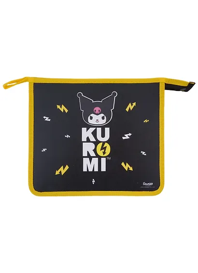 Папка для тетрадей А5 "Kuromi" черно-желтая, молния - фото 1