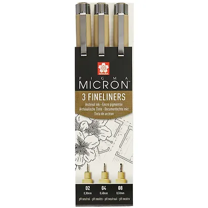 Ручки капиллярные «Pigma Micron», Sakura, 3 штуки - фото 1