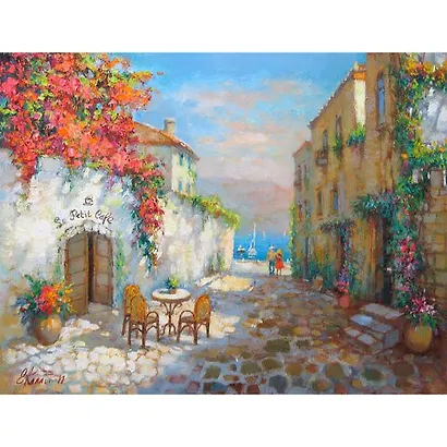Картина стразами (алмазная мозаика) 40*50 см, ОСТРОВ СОКРОВИЩ "Маленькое кафе", без подрам., 662585 - фото 1