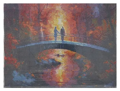 Алмазная мозаика (классическая), с подрамником, с полным заполнением "Мост в лесу", 30 х 40 см - фото 1