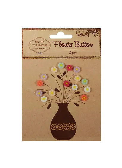 Декоративные пуговицы Цветы, 15 шт., цв. Ассорти (11-LA-D26000014A) - фото 1