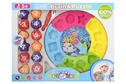Развивающая игрушка «Сортер, лабиринт, часы» 3в1 - фото 1