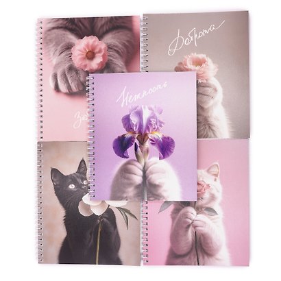 Тетрадь общая «Cat & Flowers», 96 листов в клетку, А5, в ассортименте - Listoff - фото 7