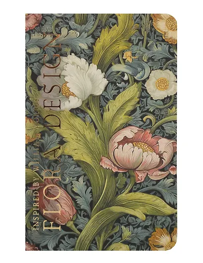 Книга для записей 130*210 32л "FLORA DESIGN. Inspired by William Morris (белые и розовые цветы)" скрепка - фото 1