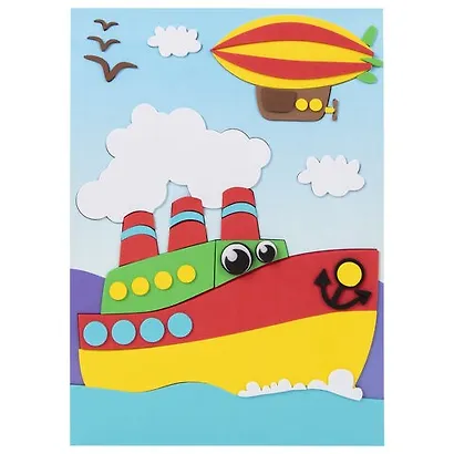 Набор для творчества Аппликация из мягкого пластика EVA, Пароход, 21х29см, ЮНЛАНДИЯ, 662360 - фото 4