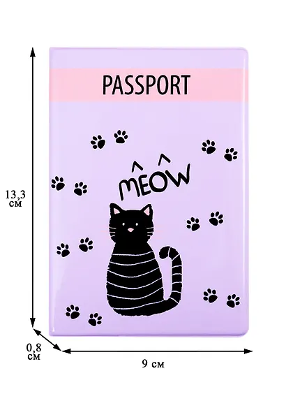 Обложка для паспорта Meow (черный котик) (ПВХ бокс) (ОП2020-237) - фото 2