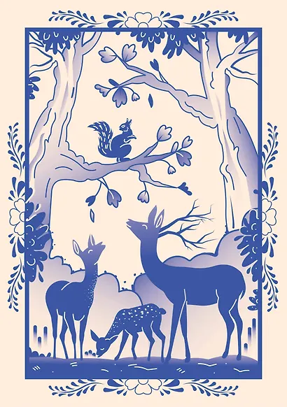 Блокнот Жили-были. Гжель «Олененок» (формат А5, 144 стр., блинтовое тиснение, тонированный блок) - фото 1