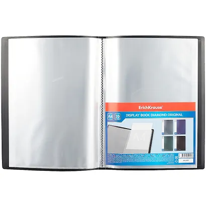 Папка 20ф А4 "Diamond Original" пластик, карман на корешке, черный, Erich Krause - фото 2