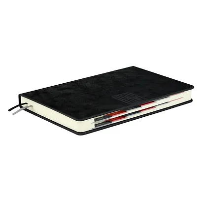 Ежедневник дат. 2026г. А5 176л "Тиволи глосс" черный, кожзам, тв.переплет, блинт.тиснение, офсет, справ.мат-лы, вырубка, закругл.углы, 2 ляссе, инд.уп - фото 5