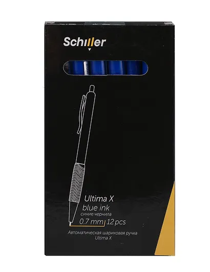 Ручки шариковые автоматические синие 12шт "Ultima X", масляные чернила, 0,7мм, Schiller - фото 3