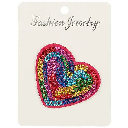 Термонаклейка с пайетками Сердце радужное, 13*15 (орр) - фото 1