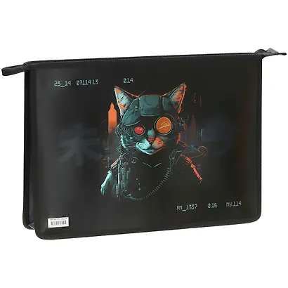 Папка для тетрадей А4 "RoboCat" лам. картон, молния - фото 1