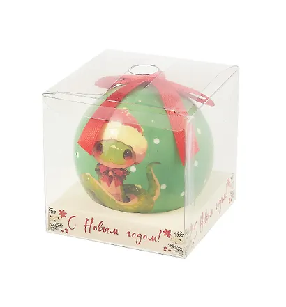 Елочный шар НГ Змейка (пластик) (7,5см) (ПВХ Бокс) (12-TianJian-XL-01) - фото 3