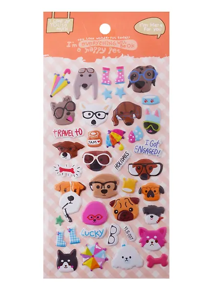 Наклейки из PU собаки YLS-007, коты YLS-008, 2 вида (YLS-1MIX) - фото 1