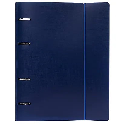 Тетрадь 120 листов, клетка, "Canvas" синяя, на кольцах, на резинке - фото 1