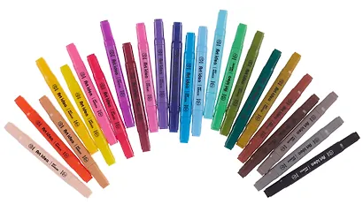 Маркеры для скетчинга 24 цвета, двусторонние кисть/скошенный наконечник, Art idea - фото 2