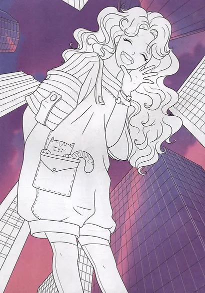 Раскраска с цветным фоном. Токийский стиль - фото 2