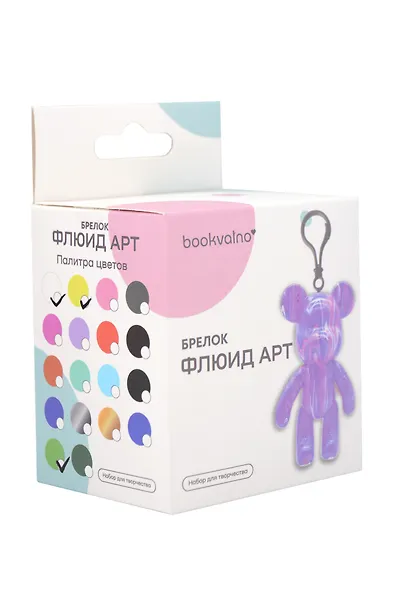 Набор для творчества Флюид-арт, Мишка, брелок (белый,зеленый,желтый) - фото 2