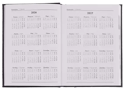 Ежедневник дат. 2026г. А6+ 176л "Наппа" черный, кожзам, тв.переплет, обл.поролон, блинт.тиснение, офсет, справ.мат-лы, ляссе, инд.уп - фото 4