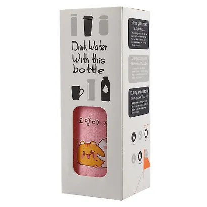 Бутылка в чехле велюр Kawaii Котики Enjoy the little things (стекло) (300мл) - фото 6