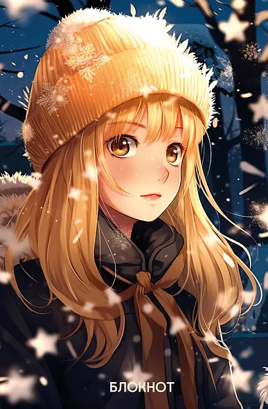 Книга для записей А5 72л "Аниме. Девушка в шапке" тверд.обл., контентный внутр. блок - фото 1