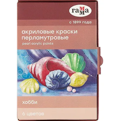 Краски акриловые 6цв 20мл "Хобби" перламутр, к/к - фото 2