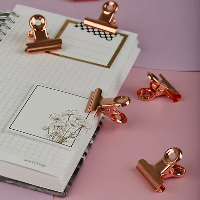 Зажимы для бумаг 25 мм 6 штук "Rose Gold" розовое золото, Meshu - фото 8