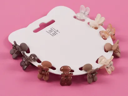 Набор заколок-крабиков mini Кролики матовые (кофейные оттенки) (10 штук) (1,5 см), Lafilaf - фото 3