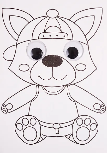 РАСКРАСКА А4 с глазками 35мм. СИНЯЯ(тигрёнок в самолёте) - фото 2