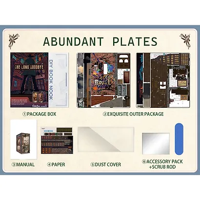 BN02 Конструктор интерьерный – сборный домик CuteBee - Долгое Прощание, 238 деталей (материалы: дерево, картон, пластик, металл), со световыми эффектами (подсветка интерьера), с питанием от 2хААА батареек (не включены), серия DIY, возраст 14+ - фото 4