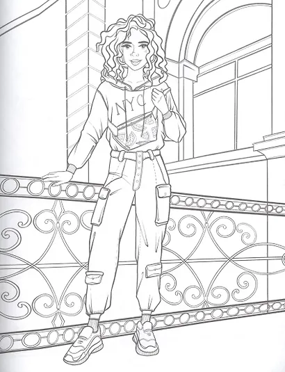 Современные девчонки. Большая раскраска для девочек - фото 4