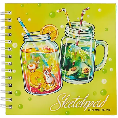 Скетчбук 195*195 80л "Летнее настроение" белый офсет, 100г/м2, тв.обложка, гребень - фото 2