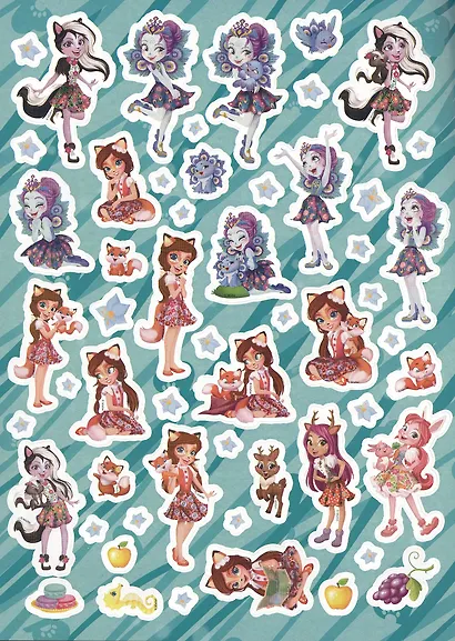 Развивающая книжка с многоразовыми наклейками и постером "Энчантималс" - фото 2