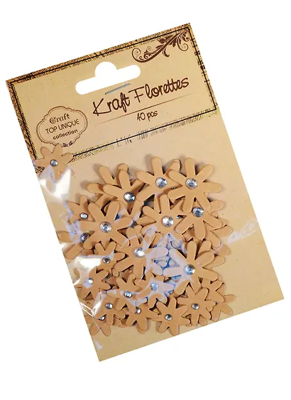 Цветочки крафт со стразом, 40шт*2см (D26000878) - фото 3