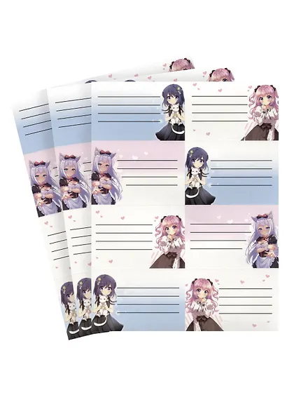 Наклейки для тетрадей 24 штуки "Аниме. Девушки (цветные)" - фото 1