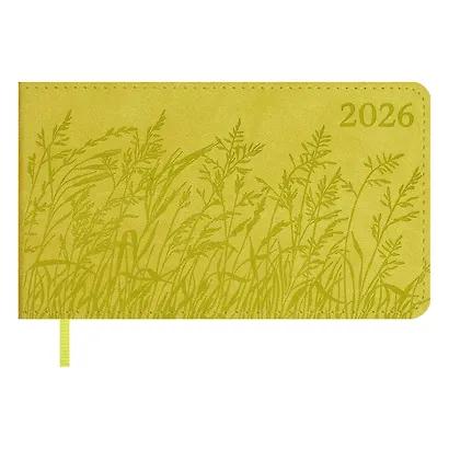 Еженедельник дат. 2026г. 64л 150x87 мм 150x87 мм "Виннер" желтый, кожзам, мягк.переплет, блинт.тиснение, офсет, карманный, горизонт, справ.мат-лы, закругл.углы, ляссе, инд.уп - фото 1